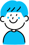 微笑む青い髪の人物のイラスト